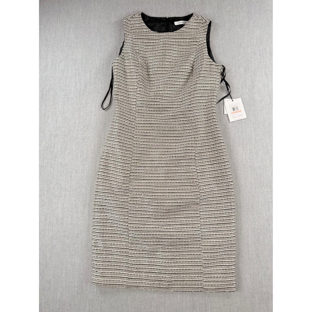 Calvin Klein Womens Black Gold Metallic Tweed Sheath Dress S36DX44D